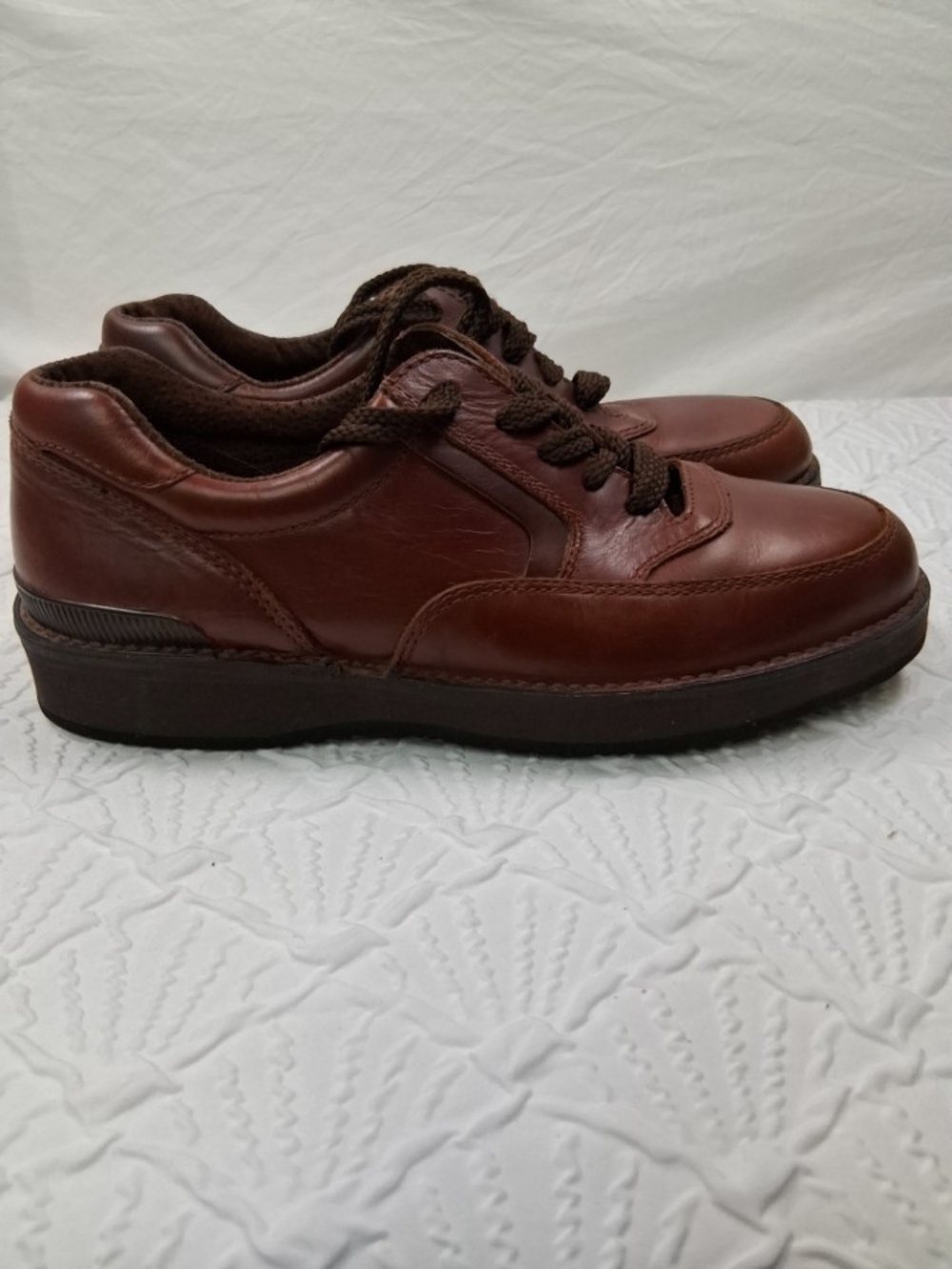 Whitefish Bay Men's Brown Leather Lace-Up Slip-On Comfort Loafers Retro Casual